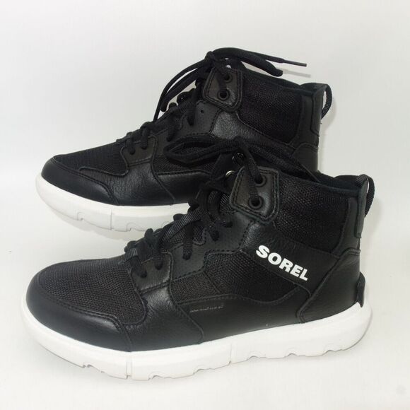 NEW Sorel Black Insulated Explorer Sneaker Mid WP Boots Men's Size 7 - Picture 1 of 8